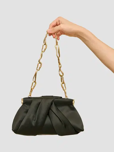 Cult Gaia Women's Lia Mini Pleated Satin Clutch | Thumbnail 2 Cult Gaia Women's Lia Mini Pleated Satin Clutch | Thumbnail 2