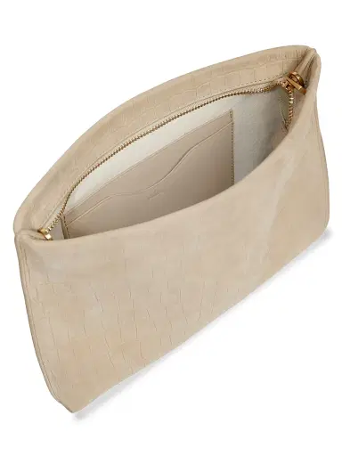 Vince Women's Athene Croc-Embossed Leather Pouch - Marzipan | Thumbnail 2