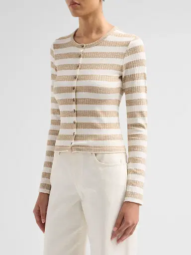 rag & bone Women's The Wide Striped Rib-Knit Cardigan - Toffee - Size Large | Thumbnail 4 rag & bone Women's The Wide Striped Rib-Knit Cardigan - Toffee - Size Large | Thumbnail 4