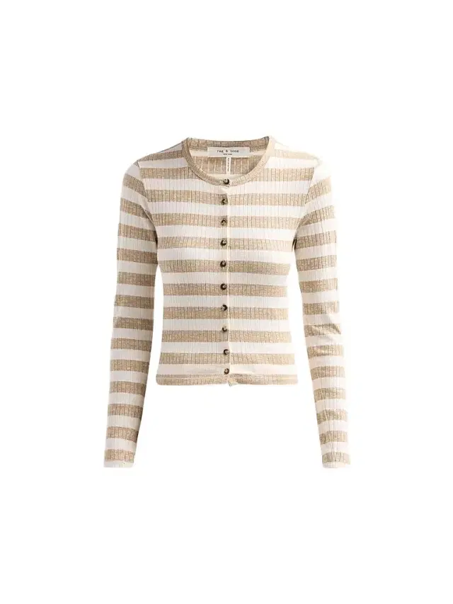 Women's The Wide Striped Rib-Knit Cardigan - Toffee