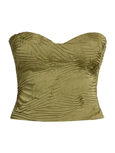 Ulla Johnson Women's Heelen Crinkled Satin Crop Bustier Top | Thumbnail 1 Ulla Johnson Women's Heelen Crinkled Satin Crop Bustier Top | Thumbnail 1