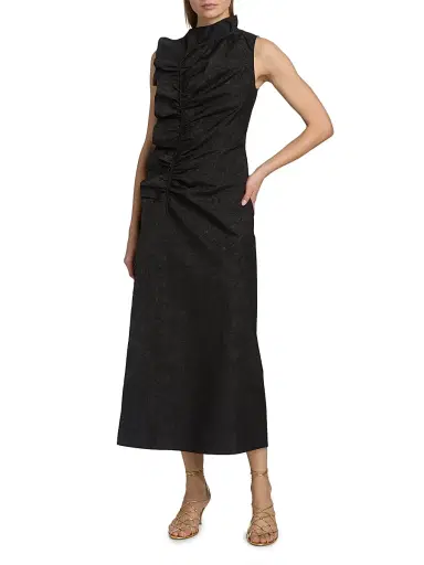 Ulla Johnson Women's Demetria Ruched Midi-Dress - Obsidian | Thumbnail 2