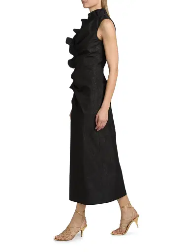 Ulla Johnson Women's Demetria Ruched Midi-Dress - Obsidian | Thumbnail 4