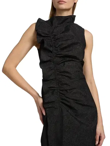 Ulla Johnson Women's Demetria Ruched Midi-Dress - Obsidian | Thumbnail 6
