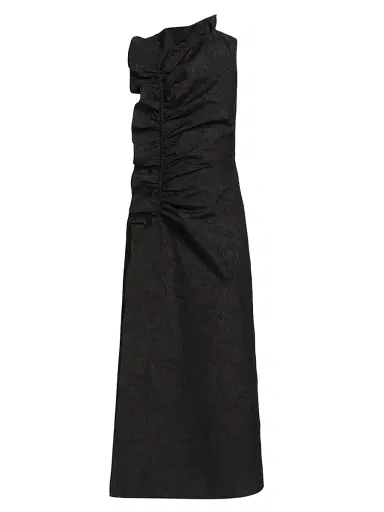 Ulla Johnson Women's Demetria Ruched Midi-Dress - Obsidian | Thumbnail 1