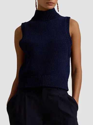 Polo Ralph Lauren Women's Sleeveless Turtleneck Sweater - Cruise Navy - Size XS | Thumbnail 4 Polo Ralph Lauren Women's Sleeveless Turtleneck Sweater - Cruise Navy - Size XS | Thumbnail 4