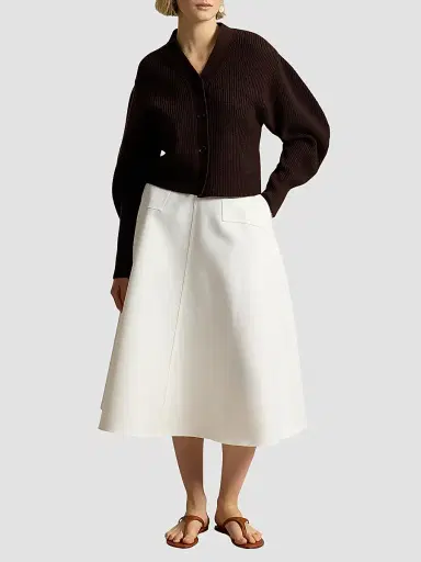 Polo Ralph Lauren Women's Cotton-Wool A-Line Midi Skirt - Cream | Thumbnail 2 Polo Ralph Lauren Women's Cotton-Wool A-Line Midi Skirt - Cream | Thumbnail 2