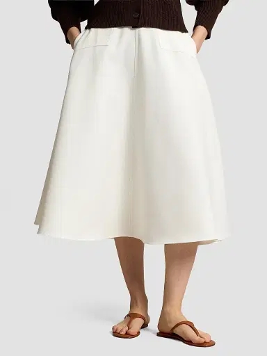 Polo Ralph Lauren Women's Cotton-Wool A-Line Midi Skirt - Cream | Thumbnail 4 Polo Ralph Lauren Women's Cotton-Wool A-Line Midi Skirt - Cream | Thumbnail 4