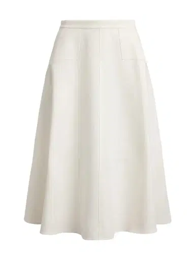 Polo Ralph Lauren Women's Cotton-Wool A-Line Midi Skirt - Cream | Thumbnail 1 Polo Ralph Lauren Women's Cotton-Wool A-Line Midi Skirt - Cream | Thumbnail 1