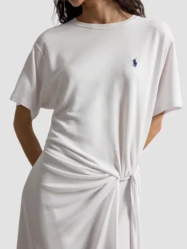 Polo Ralph Lauren Women's Twist-Detail T-Shirt Midi Dress - White - Size XS | Thumbnail 4 Polo Ralph Lauren Women's Twist-Detail T-Shirt Midi Dress - White - Size XS | Thumbnail 4