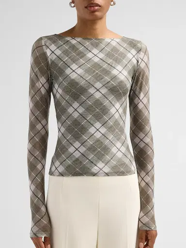 Ronny Kobo Women's Flume Plaid Long-Sleeve Top - Stevie Plaid - Size XL | Thumbnail 5