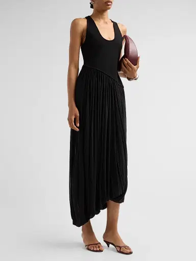 Ronny Kobo Women's Meyer Asymmetric Midi Dress - Black - Size XL | Thumbnail 4