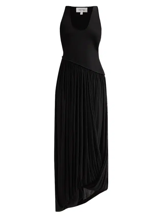 Women's Meyer Asymmetric Midi Dress - Black