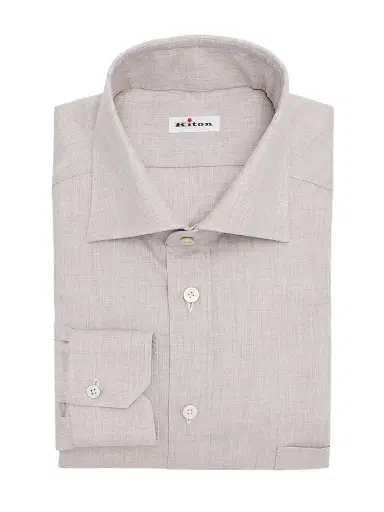 Kiton Men's Cotton Button-Front Shirt - Beige - Size 16 | Thumbnail 1