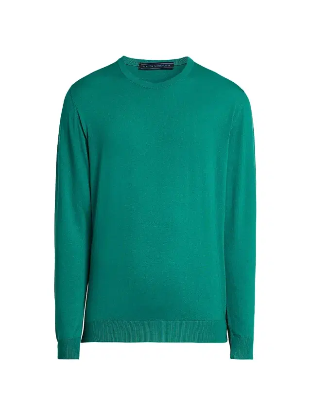 Kiton Men's Wool Crewneck Sweater - Peacock Green