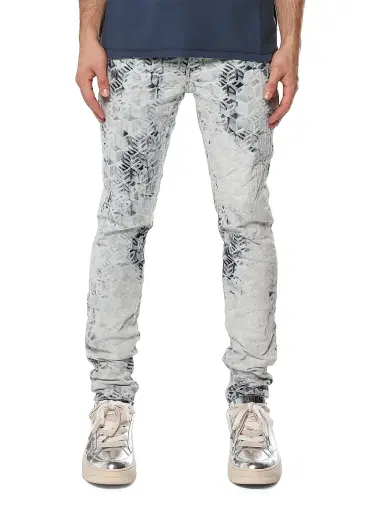 Purple Brand Men's Monogram Jacquard Stretch Skinny Jeans - Super Light Indigo - Size 40 | Thumbnail 1