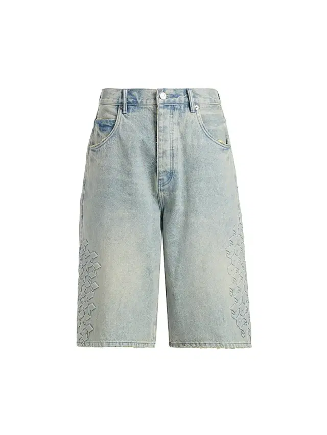 Men's Monogram Embossed Cotton Shorts - Light Indigo