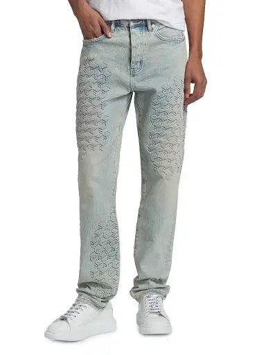 Purple Brand Men's Monogram Embossed Slim Straight Jeans - Light Indigo - Size 40 | Thumbnail 3