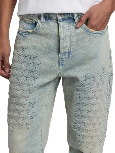 Purple Brand Men's Monogram Embossed Slim Straight Jeans - Light Indigo - Size 40 | Thumbnail 6
