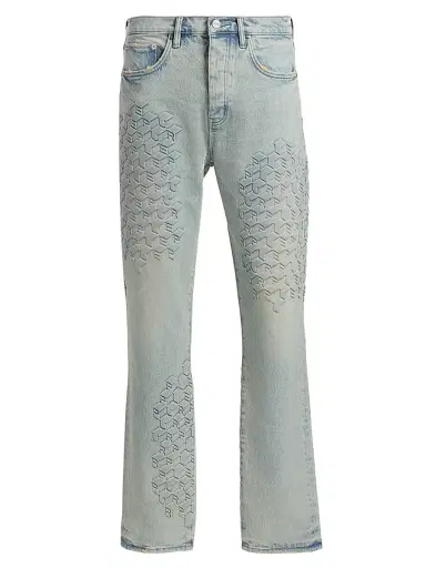 Purple Brand Men's Monogram Embossed Slim Straight Jeans - Light Indigo - Size 40 | Thumbnail 1