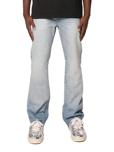 Purple Brand Men's Embellished Washed-Denim Bootcut Jeans - Light Indigo - Size 40 | Thumbnail 1