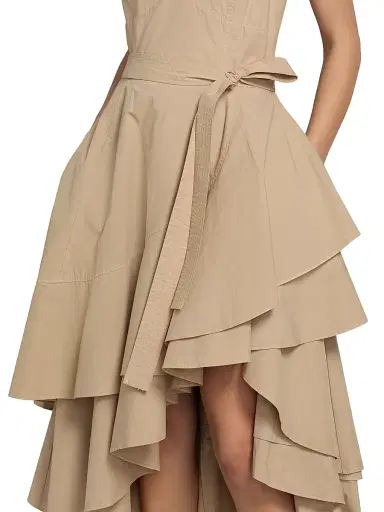 Co Women's Tank Cotton Ruffle Midi-Dress - Khaki - Size XL | Thumbnail 7