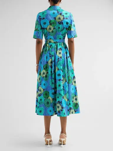 Ro's Garden Women's Sutton Floral Tie-Waist Midi Dress - Blue - Size Large | Thumbnail 3 Ro's Garden Women's Sutton Floral Tie-Waist Midi Dress - Blue - Size Large | Thumbnail 3