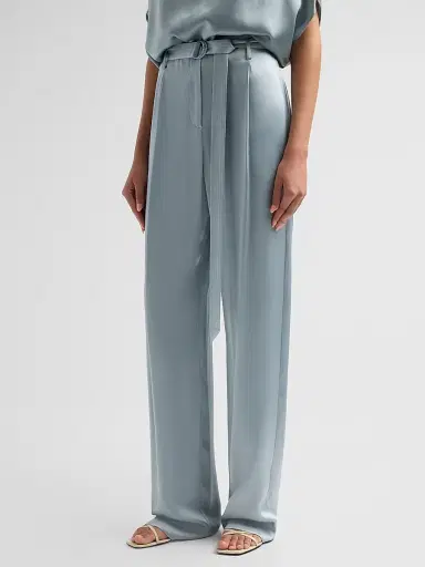 Lapointe Women's Double-Faced Satin Straight-Leg Belted Pants | Thumbnail 4