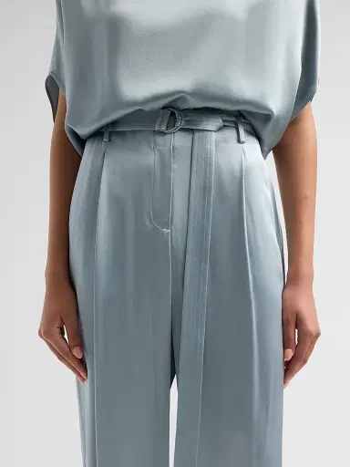 Lapointe Women's Double-Faced Satin Straight-Leg Belted Pants | Thumbnail 5