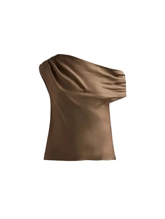 Women's Veda Draped Off-The-Shoulder Top - Coffee