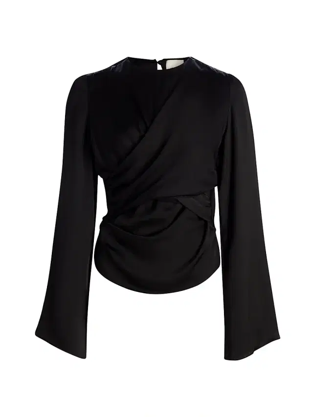 Isabel Marant Women's Neame Draped Flare Sleeve Top - Black