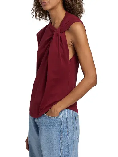 Isabel Marant Women's Nayda Draped Cotton Top - Dark Burgundy | Thumbnail 4