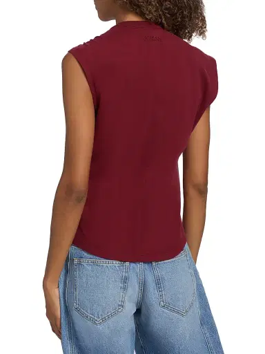 Isabel Marant Women's Nayda Draped Cotton Top - Dark Burgundy | Thumbnail 5