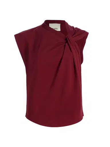 Isabel Marant Women's Nayda Draped Cotton Top - Dark Burgundy | Thumbnail 1