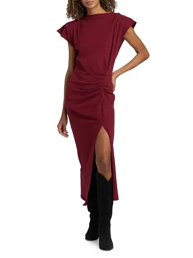 Isabel Marant Women's Nadela Cotton Draped Midi-Dress | Thumbnail 2 Isabel Marant Women's Nadela Cotton Draped Midi-Dress | Thumbnail 2