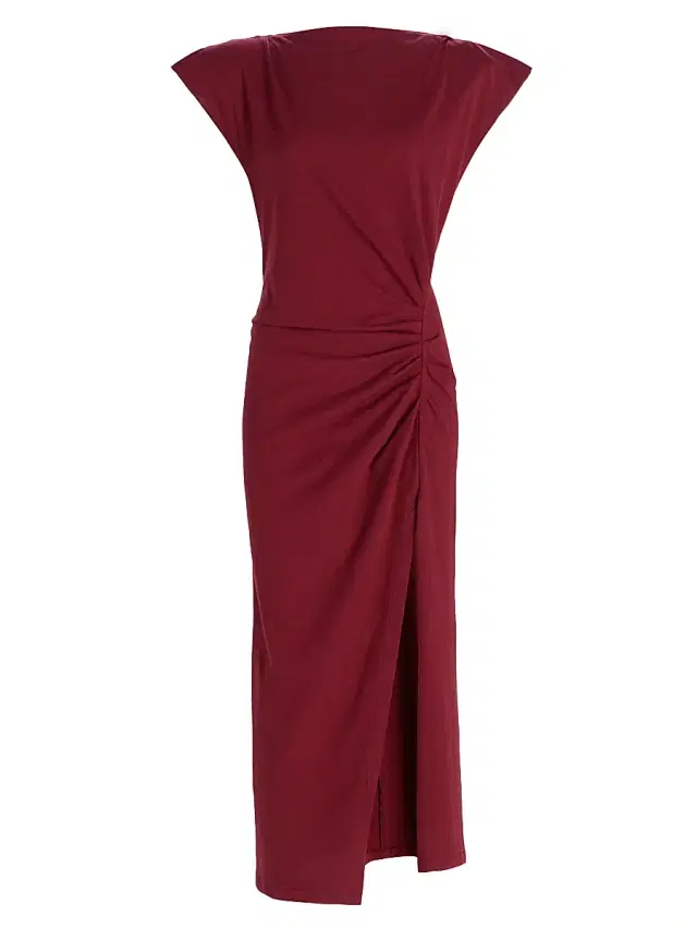 Women's Nadela Cotton Draped Midi-Dress - Dark Burgundy