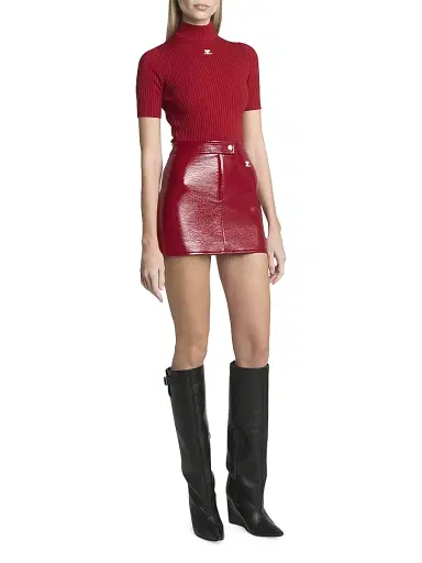 Courrèges Women's Reedition Rib-Knit Blouse - Red | Thumbnail 2 Courrèges Women's Reedition Rib-Knit Blouse - Red | Thumbnail 2