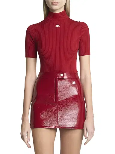 Courrèges Women's Reedition Rib-Knit Blouse - Red | Thumbnail 3 Courrèges Women's Reedition Rib-Knit Blouse - Red | Thumbnail 3