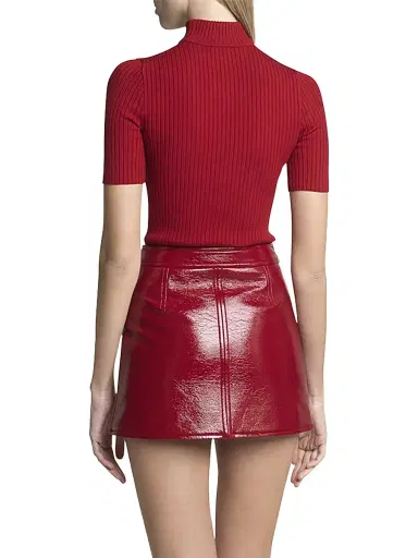 Courrèges Women's Reedition Rib-Knit Blouse - Red | Thumbnail 4 Courrèges Women's Reedition Rib-Knit Blouse - Red | Thumbnail 4