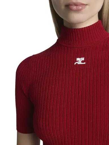 Courrèges Women's Reedition Rib-Knit Blouse - Red | Thumbnail 5 Courrèges Women's Reedition Rib-Knit Blouse - Red | Thumbnail 5