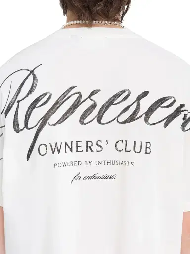 Represent Men's Represent Owners Club Script T-Shirt - Flat White | Thumbnail 7