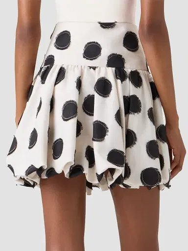 Akris punto Women's Fringed Polka Dot Jacquard Mini Skirt - Cream Black | Thumbnail 2