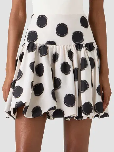 Akris punto Women's Fringed Polka Dot Jacquard Mini Skirt - Cream Black | Thumbnail 3
