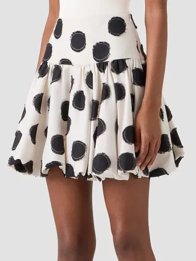 Akris punto Women's Fringed Polka Dot Jacquard Mini Skirt - Cream Black | Thumbnail 4