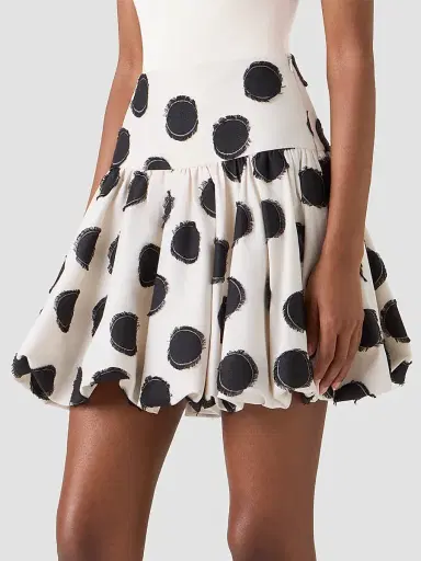 Akris punto Women's Fringed Polka Dot Jacquard Mini Skirt - Cream Black | Thumbnail 5