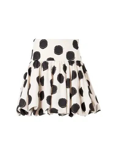 Akris punto Women's Fringed Polka Dot Jacquard Mini Skirt - Cream Black | Thumbnail 1