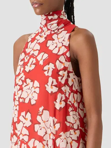 Akris punto Women's Floral Georgette Handkerchief Midi Dress - Red Cream - Size 16 | Thumbnail 5