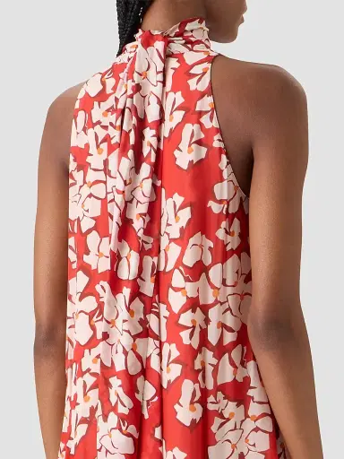 Akris punto Women's Floral Georgette Handkerchief Midi Dress - Red Cream - Size 16 | Thumbnail 6