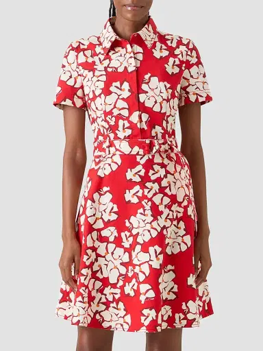 Akris punto Women's Paper-Cut Flower Print Cotton Mini Shirtdress | Thumbnail 4 Akris punto Women's Paper-Cut Flower Print Cotton Mini Shirtdress | Thumbnail 4