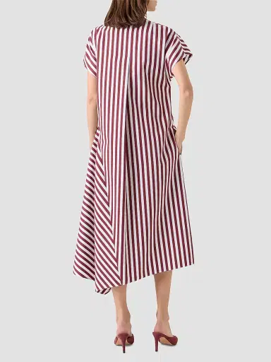 Akris punto Women's Kodak Striped Cotton Midi Shirtdress - Pomegranate Cream - Size 16 | Thumbnail 3 Akris punto Women's Kodak Striped Cotton Midi Shirtdress - Pomegranate Cream - Size 16 | Thumbnail 3